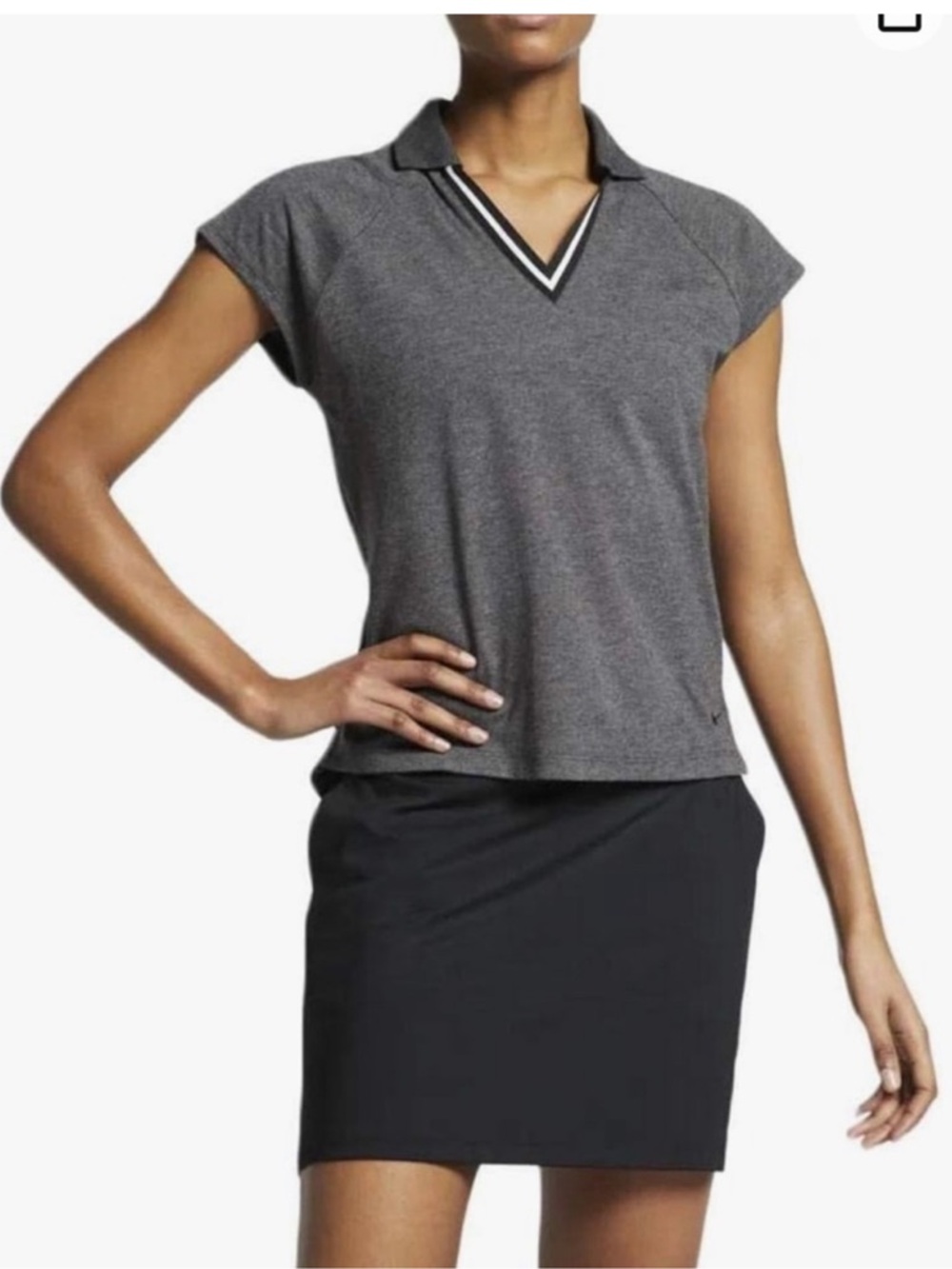 Nike Dri-FIT Gray Textured Panel Polo Top XL Boxy Athleisure Golf